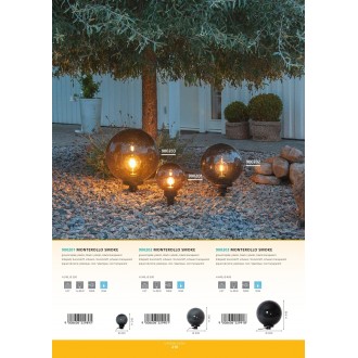 EGLO 900201 | Monterollo-Smoke Eglo ubodne svjetiljke svjetiljka kuglasta sa kablom i vilastim utikačem 1x E27 IP44 crno, prozirna crna